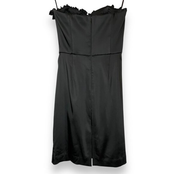 White House Black Market Black Strapless Dress Size 0 Ruffle Sweetheart Neckline - Picture 2 of 13